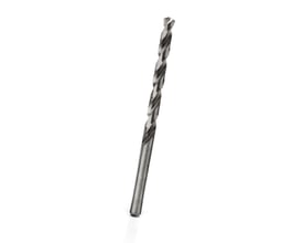 Thürmer HSS-spiralbor på 12 x 151 mm står næsten lodret med spiralspor, borespids og cylindrisk skaft.