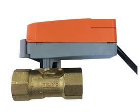 Reguleringsventilsæt on/off, 230V, Kvs 0,4-4,8m3/h med orange aktuator og messing ventil.