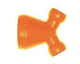 Orange Loc-Line grenrør med dimensionerne 1/2"x1/4"x1/2", monteret på en hvid baggrund.