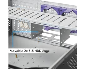 Flytbar harddiskholder i Chieftec 19-tommers 4U IPC-kabinet i sort med E-ATX-understøttelse.