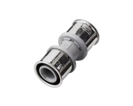 Roth KU-samlemuffe 50 x 50 mm til Alu-LaserPlus rør, fremstillet af metal med grå plastdetaljer.