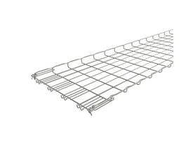 Detalje af Legrand Gitterbakke FC, der viser den syrefaste rustfri 316L A4 overflade og Fasclic+ samlingsmekanisme.