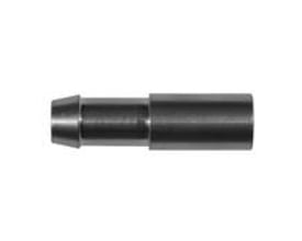 Syrefast slangestuds med en udvendig diameter på 6 mm, fremstillet i mørkt, slidstærkt materiale for holdbar forbindelse.