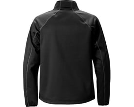 Bagside af Kansas Gen Y softshell jakke i sort, str. M, med raglanærmer og synlige kontrastsømme. Jakken har et diskret mønster i stoffet.