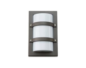Grafitgråt SG Armaturen Trio Mini E27 vægarmatur set fra siden, med rektangulær bagplade og cylinderformet diffusor.