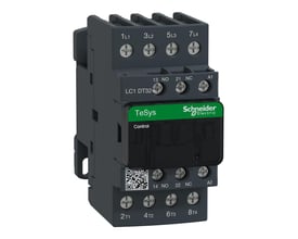 Schneider Electric TeSys D kontaktor med 32A, 110V AC spole, 4P og 1NO-1NC kontakter, vist med skrueklemmer og mærkater.