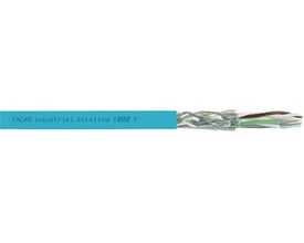 Faber Industrial Dataline P200 FC Flex (B) SFTP PVC Kat.5e kabel med grøn kappe, viser afskåret ende med indre ledere.