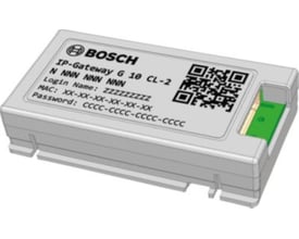 Sidevisning af Bosch WiFi modul til Climate 6100i/8100i/9100i, viser tilslutningsporten med grønne komponenter.