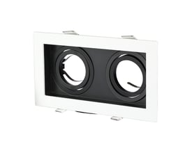 Firkantet V-TAC Vt-886 dobbelt GU10 lampefatning i hvid og sort aluminium med 2 fatninger til pærer.