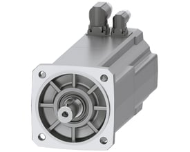 Siemens SIMOTICS S-1FK2 HI servomotor med 12 Nm moment og 2,2 kW effekt, vist på hvid baggrund med aksel og stik.