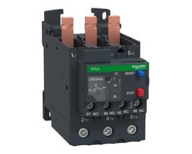 Schneider Electric TeSys D termorelæ LRD340L med 30-40A indstillingsområde og reset- og stopknapper.