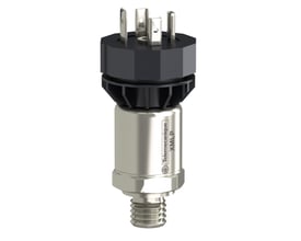 Schneider Electric tryktransmitter XMLP i rustfrit stål med 4-benet DIN stik og G1/4A gevind. Måler op til 250 bar.