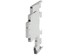 Siemens Modul N 8US1, et 5-polet 9x160mm samleskinnesystem i hvid plast, vist fra siden.