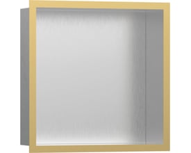 Hansgrohe XtraStoris Individual vægniche med messing designramme og børstet rustfri stålindsats, 300x300x100 mm, til indbygning i vådrum.