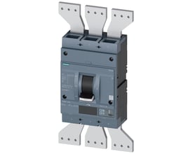Siemens 3VA2 maksimalafbryder, 3-polet, 1250A, med frontbetjent drejehåndtag og trykknap til trip-funktion.