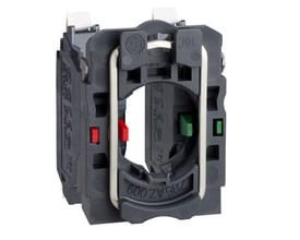 Schneider Electric Harmony XB5 kontaktkrop, set fra siden, fremhæver push-in fjederterminaler og robust plastkonstruktion.