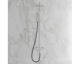 Scandtap Pleasure 3 Classic indbygningsbrusesæt med blank rustfri ståloverflade og 2-grebs termostatfunktion.