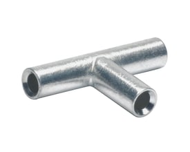 Klauke T-pressemuffer til massive ledere med 25 mm² tværsnit i fortinnet kobber.