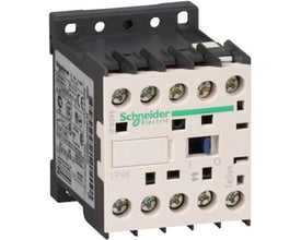 Sidevisning af Schneider Electric TeSys K kontaktor LP4K, der viser skrueterminalerne og den kompakte konstruktion.