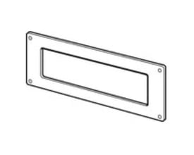 Rektangulær murplade til fladkanal med dimensionerne 206mm x 60mm og tydelige monteringshuller i hjørnerne.