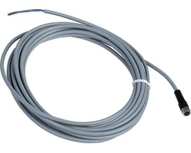 Telemecanique Sensors tilslutningskabel XZCPV0566L5J, 5 meter, med gråt kabel, lige 3-polet M8-hunstik og synlig ledningsende.