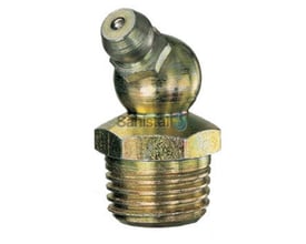 45 graders smørenippel i rustfrit stål med 1/8" RG rørgevind til fedtsmøring.