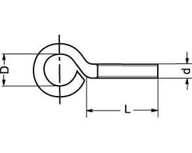 Diagram af Jual Solar øjeskrue DIN 595, der viser dimensioner som M8 gevind, 30mm længde (L), 12mm indvendig øjediameter (D) og 26mm udvendig øjediameter (d).