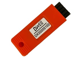 Orange 4Kbit Hotkey-nøgle til XR-XT-styringer med synlig Dixell-mærkning på forsiden.