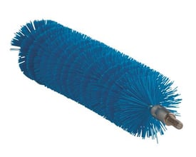 Vikan rørbørste med blå børster, diameter 40 mm og længde 200 mm, med metalgevind til fastgørelse.