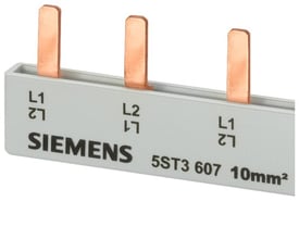 Siemens PIN samleskinne 5ST3 607 med kobberstifter og tydelig mærkning af L1 og L2.