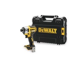 DeWalt 18V kulløs slagskruetrækker med etui, viser værktøjets kompakte design og DeWalt kuffertens logo.