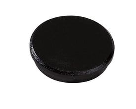 Dahle rund magnet i sort plastik med en diameter på 24 mm, vist isoleret på en hvid baggrund.