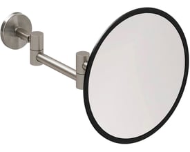 Cosmic Architect S+ vægmonteret kosmetikspejl i rustfrit stål med 5x forstørrelse og 20 cm diameter, vist på hvid baggrund.