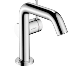Hansgrohe Tecturis S 110 håndvaskarmatur i skinnende krom med et elegant kurvet design og betjeningsgreb.