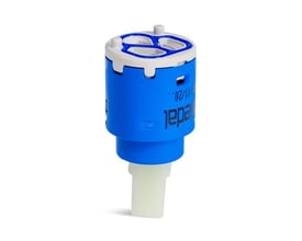 Kartouche FK-0321 i blå og hvid plast, reservedel til etgrebs håndvaskarmatur.