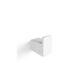 Enkel hvid vægknage fra Metallbude Palo, vist i et stilrent nærbillede med skyggeeffekt på hvid baggrund.