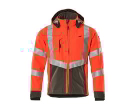 Mascot softshell jakke 15502 i hi-vis rød og antracit, str. XL, med reflekser og fleecefor.