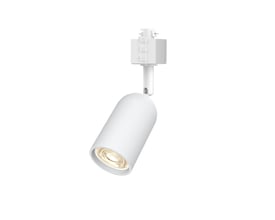 Hvid Philips EasyLink Shea-spot med cylindrisk, vinklet spothoved og adapter til EasyLink-skinnesystem.