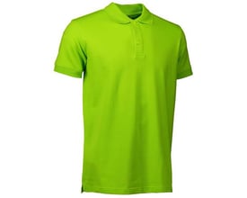 ID Identity Polo stretch i limegrøn farve, størrelse 4XL, vist med krave og tre knapper på hvid baggrund.