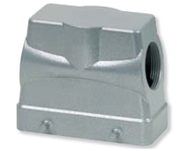 Procon stikhus B16 65mm høj af pulverlakeret aluminium med M25 sideforskruning på hvid baggrund.