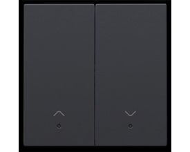 Niko smart tangent til motorbetjening i antracit med indbygget linse og pile-symboler for op og ned.