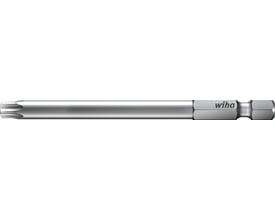Wiha 90 mm TORX® Tamper Resistant T10H bit i krom-vanadium-stål med logo på den sekskantede aksel.