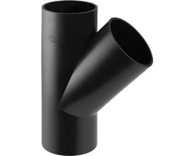 Geberit sort PEH grenrør til afløb med 56x50mm dimension og 45 graders vinkel.