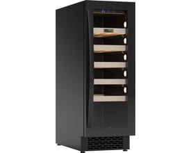 Thermex Winemex 20 vinkøler i sort stål med glaslåge, der viser fem hylder og plads til 20 flasker.