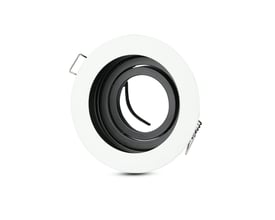 V-TAC Vt-781 lampe GU10, rund, hvid, med hvid yderkant og sort indre, isoleret på hvid baggrund.