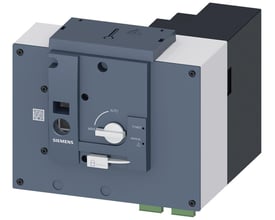 Siemens motordrev 3KC9 i grå og hvid med tydelige markeringer for AUTO, MANUAL og POWER samt et låseikon.