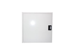 Venti Safeti slangeskab, type 2i, hvid med et sort håndtag på højre side, egnet til indbygning i væg.