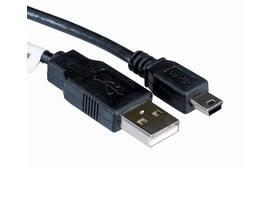 Tre meter langt USB 2.0 kabel med standard USB A han og Mini-B han stik, ideel til dataoverførsel.