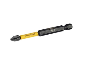 Ironside PH2-kraftbit på 75 mm med sort bitspids, gul torsionszone og sekskantet skaft.