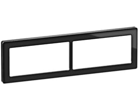 LK FUGA Pure dobbelt designramme i sort glas til 2x2 modul uden midtersprosse, med afrundede hjørner og en blank kant.
